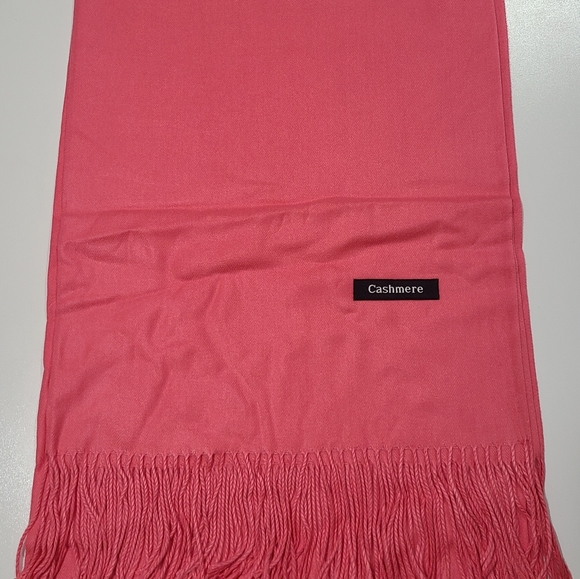 Cashmere Scarfs Scarves Wraps Teal And Salmon Color Left - Picture 3 of 3